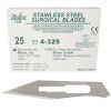 Miltex #25 Sterile Stainless Steel Surgical Scalpel Blade, Box of 100