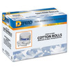 Defend #2 Medium (1.5' x 3/8') Non-Sterile Plain Wrapped Cotton Rolls. Soft