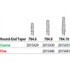 Two Striper FG 784.6 Coarse Diamond Bur Round-End Taper. Pack of 5