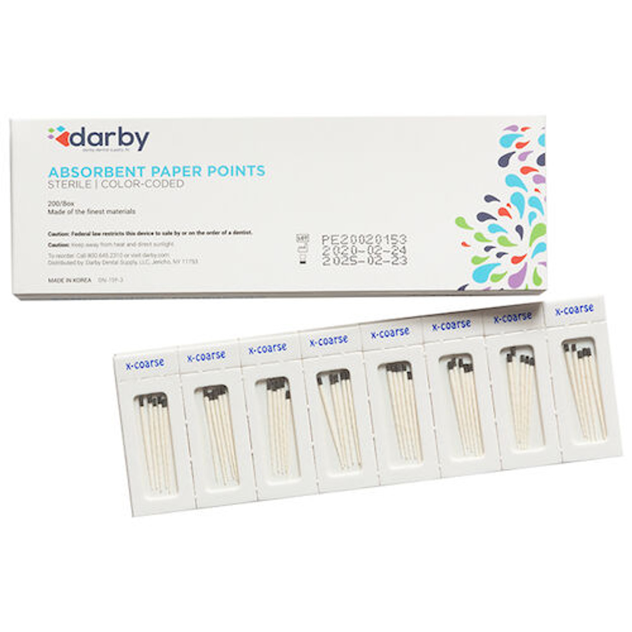 Absorbent Paper Points Sterile CellPack XCoarse, 200/Box Dental