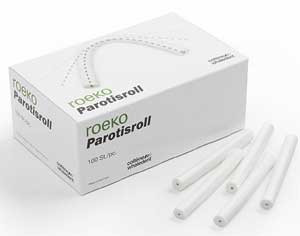 Roeko Parotisroll #3 (.375' x 4') Non-Sterile cotton rolls with plastic rod