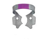 Hygenic Fiesta Color Coded Clamps. #13A (pink) winged metal dam clamp. Serrated