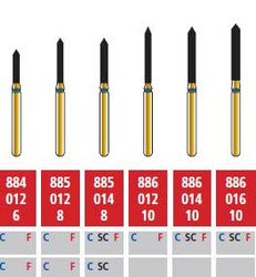 Alpen FG #884.012 Coarse Grit, Beveled Cylinder Diamond Bur. Package of 5 Burs