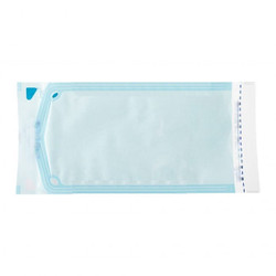House Brand 5.25' x 10' Self-Sealing Sterilization Pouch 200/Box. Paper/Blue