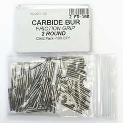 House Brand FG #2 Round Carbide Bur, clinic pack of 100 burs. (No Label)
