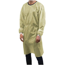 House Brand Isolation Gowns, Yellow, 10/Pk, Fluid-resistant protective gowns