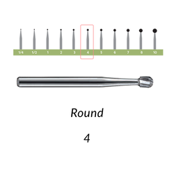 Carbide Burs. RA-4 Round. Clinic Pack of 100/bag