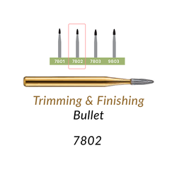 Carbide Burs. FG-7802 T&F 12-blades Bullet. 1 pc