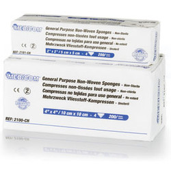 Medicom 4' x 4' Non-Woven Sponges 2000/Cs. General purpose 4 ply, soft