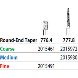 Two Striper FG 776.4 Coarse Diamond Bur Round-End Taper. Pack of 5