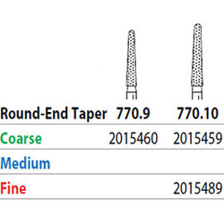 Two Striper FG #770.10 Fine Diamond Bur Round-End Taper. Pack of 5