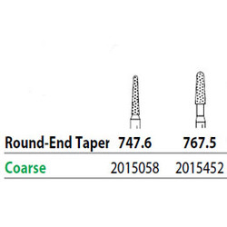Two Striper FG 747.6 Coarse Diamond Bur Round-End Taper. Pack of 5
