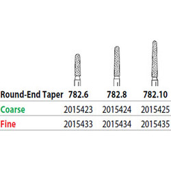 Two Striper FG 782.8 Fine Diamond Bur Round-End Taper. Pack of 5