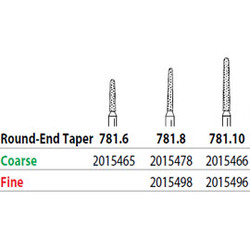 Two Striper FG 781.6 Coarse Diamond Bur Round-End Taper. Pack of 5