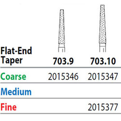 Two Striper FG 703.10 Fine Diamond Burs, Flat-End Taper. Pack of 5