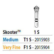 Two Striper Skooter FG 1 (T1) S Medium Skooter Diamond Bur, Short Shank. Pack