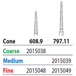 Two Striper FG #797.11 Medium Diamond Bur, Cone. Pack of 5