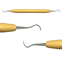 Quala #6/7 Anterior Offset Sickle titanium implant scaler with #6 large 3/8'
