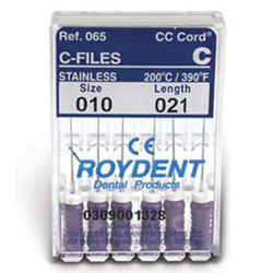 Roydent #10, 21 mm, Heat-tempered Steel C-File. Package of 6 Files