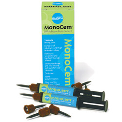 MonoCem BLEACH WHITE Kit. Self-Adhesive Resin Cement. 2 - 3.5 Gm. Syringe, 15