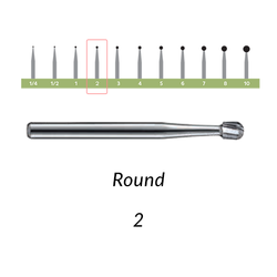 Carbide Burs. FG-2 OS Round. 10 pcs.