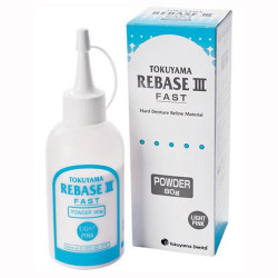 Rebase III Hard Denture Reline Material Powder, 80 Gm. Bottle, Light Pink, Fast