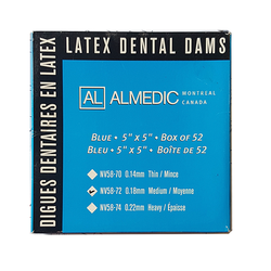 Rubber Dam AlMedic. Blue, 5" x 5" Medium, 52/box