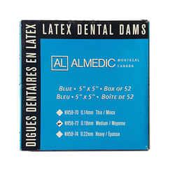 Rubber Dam AlMedic. Blue, 5" x 5" Medium, 52/Box