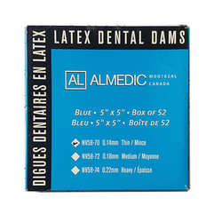 Rubber Dam AlMedic. Blue, 5" x 5" Thin, 52/Box