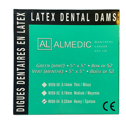 Rubber Dam AlMedic. Green (Mint), 5" x 5" Heavy, 52/box
