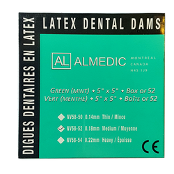 Rubber Dam AlMedic. Green (Mint), 5" x 5" Medium, 52/Box