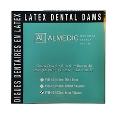 Rubber Dam AlMedic. Green (Mint), 6" x 6" Heavy, 36/Box