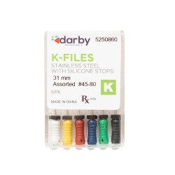 K-Type Files, 31mm, Assorted  #45-80, 6/Pkg