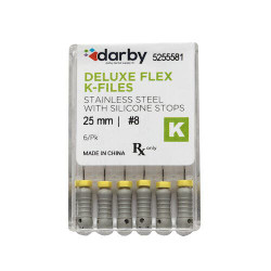 House Brand Deluxe Flex K Files, #8, 25mm, 6/Pkg