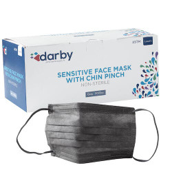 House Brand Sensitive Level 3 Face Mask with Chin Pinch, Gray, 50/Box