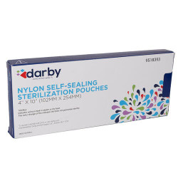 Nylon Self-Sealing Sterlization Pouches, 4" x 10", 100/Box