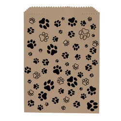 Kids Paper Bags Scatter Paw Prints Brown 100/Box