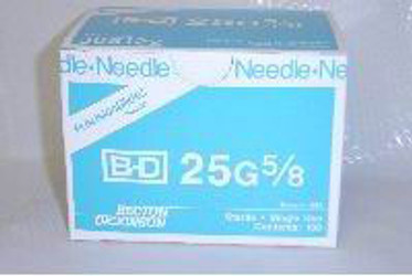 BD General Use Sterile Hypodermic Needle. 25 G x 5/8'. Regular Wall Type