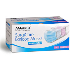 MARK3 SurgiCare Dual Band, 4-Ply Earloop Face Masks, ASTM Level 3, Blue, 50/Box.