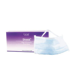 Shield Blue Face Mask with Retention Head Band, Single Box, 50/Bx. Fluid