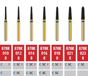 Alpen FG #878K.016 Coarse Grit, Curettage Diamond Bur. Package of 5 Burs