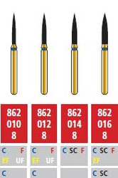 Alpen FG #862.010 Fine Grit, Flame Shaped Diamond Bur. Package of 5 Burs