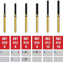 Alpen FG #881.010 Coarse Grit, Round End Cylinder Diamond Bur. Package of 5 Burs