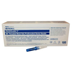 Monoject #401 30 gauge Short (1.00') Metal Hub Needles 100/Box. Sterile