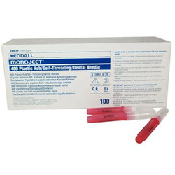 Monoject #400 25 gauge Long (1.25') sterile disposable RED plastic hub needles