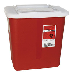 Sharps Container 2 Gallon Red, Sliding Translucent Lid. 10.1'H x 7-1/4'D x 8-1/2'W