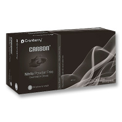 Carbon Nitrile Exam gloves: SMALL Powder-Free 200/Pk Finger Textured, Black
