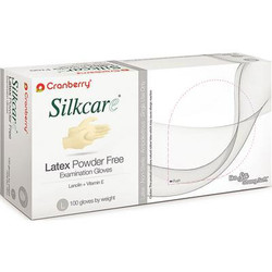Silkcare Latex Gloves: Large, Powder-Free 100/Bx. Non-Sterile, Micro-Web