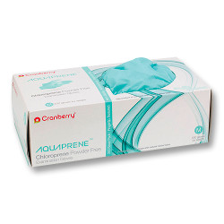 AquaPrene Chloroprene Exam Gloves: LARGE, Aqua 200/Pk. Made from a synthetic