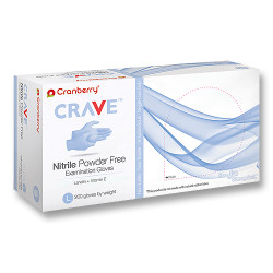 Crave Nitrile Exam gloves: Medium, Powder-Free 200/Pk Finger Textured, Vitamin